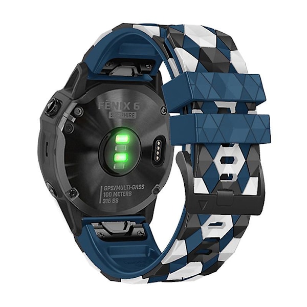 For Garmin Fenix 7/Descent G1/Epix Gen2 Silikone Urrem Fodboldmønster 22mm TPE Urrem Midnight Blue