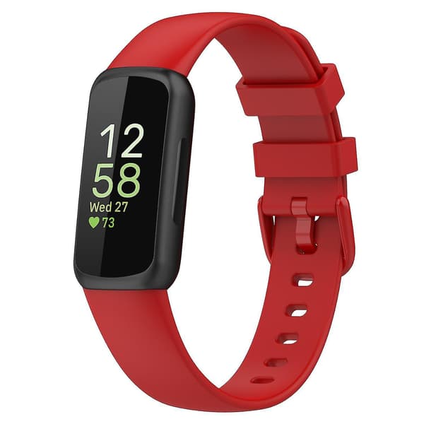 Til Fitbit Inspire 3 Solid Silikonurrem, Rem til håndled med spændespænde, størrelse: L Red, Red F Fitbit Inspire 3