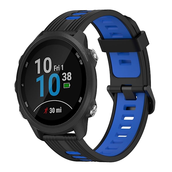 20 mm silikone urbånd til Garmin Forerunner 245 Music Black Blue