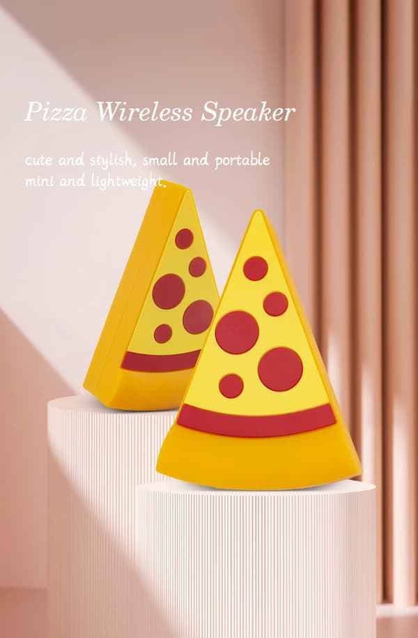 Bluetooth-højttaler formet som en pizza, 4 timers batterilevetid