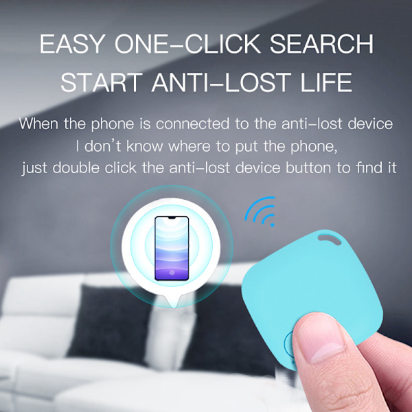 Anti-förlustenhet Diamantformad Bluetooth Intelligent Alarm Och Tvåvägspositionering Himmelblå