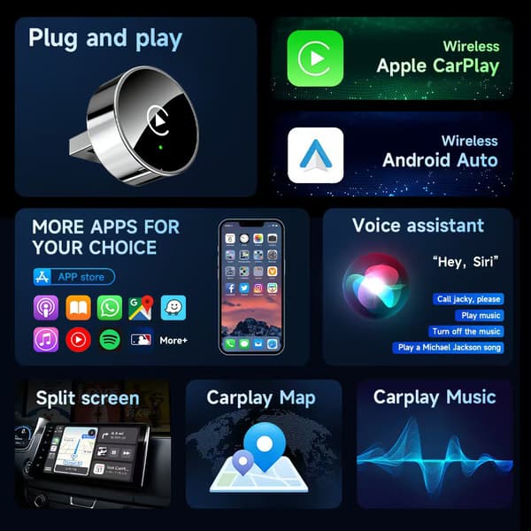 Trådløs Carplay-adapter K22 for Oliver og Android Auto