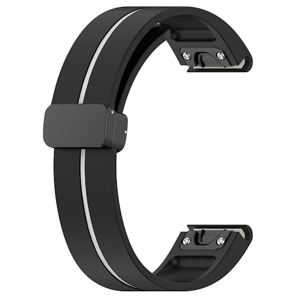 20mm silikoneurrem til Garmin Fenix 7s/6s/5s, magnetisk rem sort spænde dobbelt farve Black White