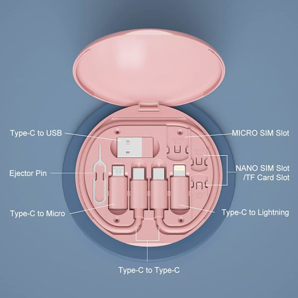 Adapter - Multi USB-ladeadapterkabelssett (Rosa)