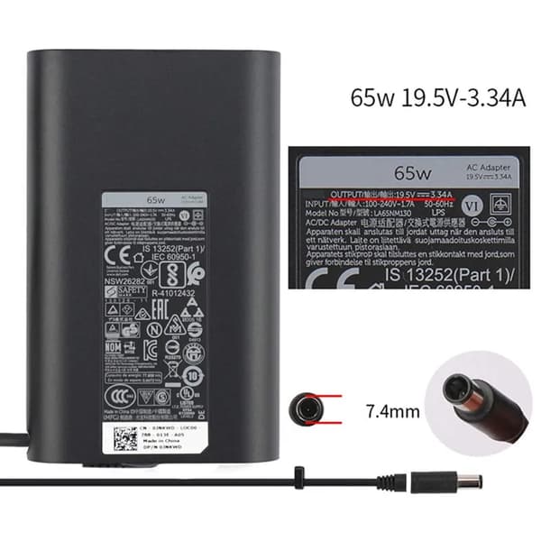 Oplader - 65W 19.5V 3.34A 7.4*5.0Mm AC Adapter til Dell E5440 E5470 7480 E6540