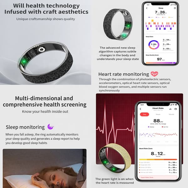 Smart Ring V3, NFC Adgangskontrol Puls Blodtryk Ilt Søvn Vandtæt (Sort, 10#)