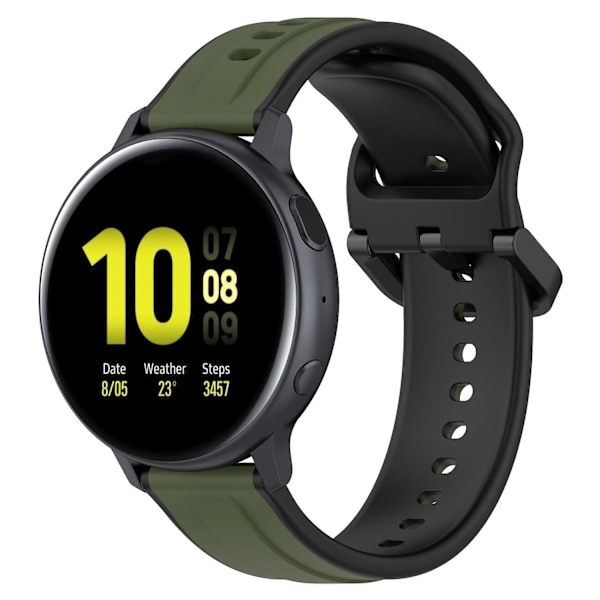 For Samsung Galaxy Watch Active2 44mm 40mm Sport Bands Dual 20mm Silikonutskiftingsrem Dark Green Black B Samsung Galaxy Watch A