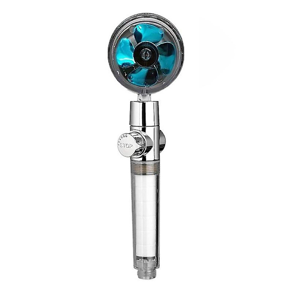 Propeller duschhuvud set 360 rotera med 1 gratis vattenfilter guldfläkt turboladdare ren regn helix eco shower Blue
