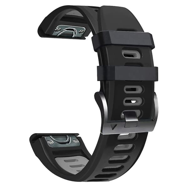 26mm silikoninen kellonranneke Garmin Descent Mk2:lle Black Grey