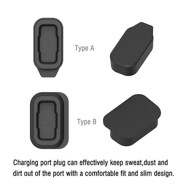 Dammskyddande laddningsportsskydd i silikonfodral - för Coros Pace 2/Vertix Smartwatch Black