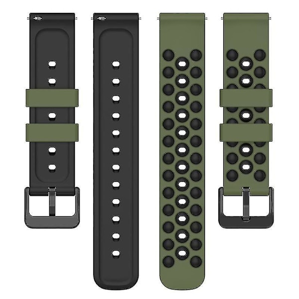 Samsungille, Huaweille, Huamille, Garminille, Polar-kellolle 22 mm:n ranneke, jossa useita pyöreitä reikiä Army Green Black H Garmin Forerunner 255