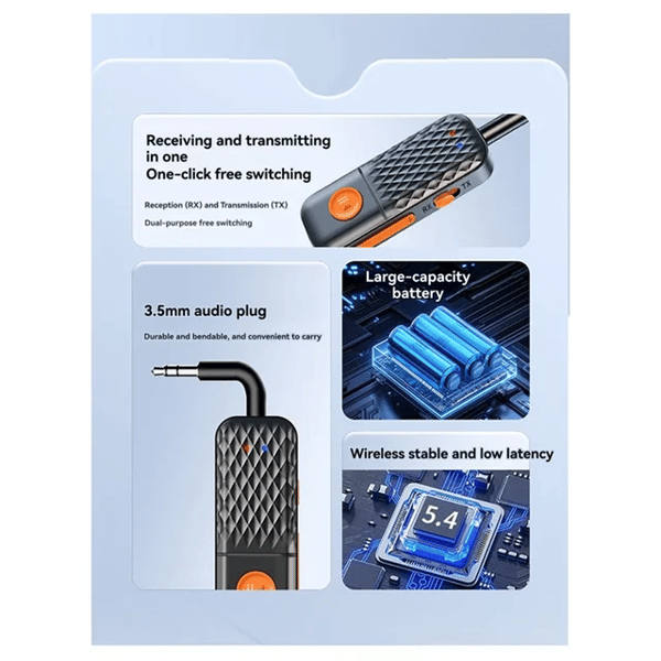 Bluetooth 5.4-mottaker sender 3,5 mm Aux-kontakt