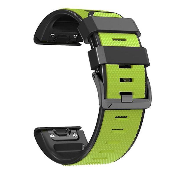 Diamantstruktur klockarmband för Garmin Tactix 7 Pro / Fenix 7X / 6X Pro / 5X Plus, 26mm tvåfärgat silikon sportarmband Lime Black