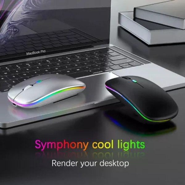 Ladattava Bluetooth langaton hiiri 2.4Ghz USB RGB 1600Dpi hiiri (Mattamusta)