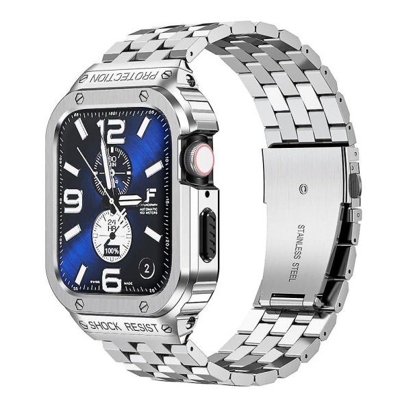 Rustfri stålrem for Apple Watch-bånd 49 mm 45 mm 44 mm (ikke klokke) støtfangerdeksel Tilbehør Iwatch Ultra Series 7 6 Se 8+ etui 45mm silver