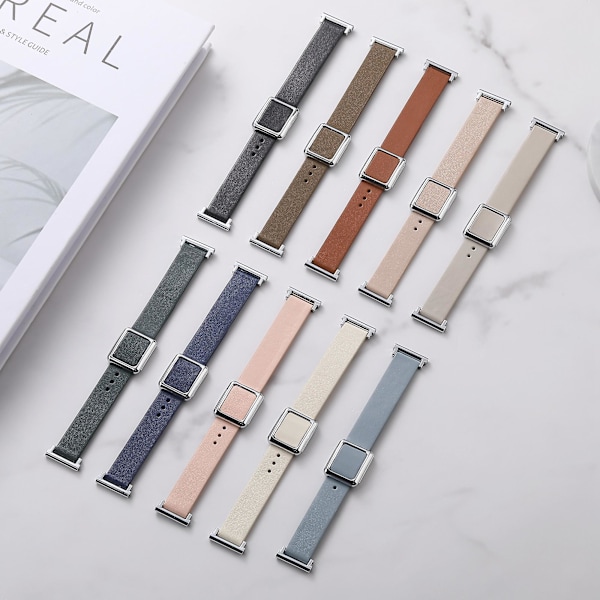 20mm Läderklockarmband för Samsung Galaxy Watch6 Classic 47mm 43mm, med magnetiskt viklås Tan Silver Buckle