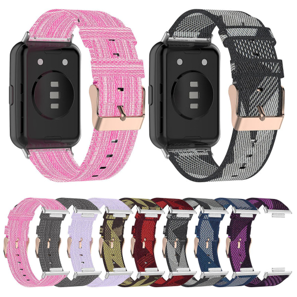 För HuaweiWatch Fit 2 för Smart Watch Nylon Loop Strap Armband Andas handled Purple stripe