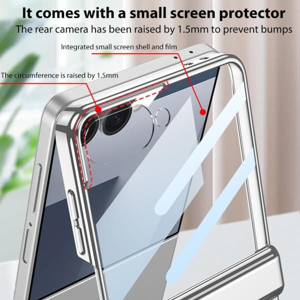 Etui til Samsung Z Flip 7, magnetisk med støttefod (sølv)