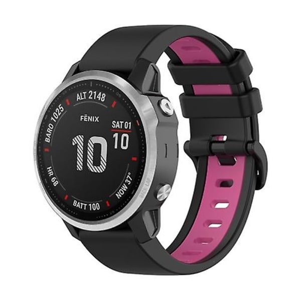 För Garmin Fenix ​​6s Pro 22mm Silicone Sports Watch LJT Black-Pink