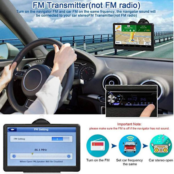 GPS Navigator 7-tumsmodell Ljl-g700 med Poi Fartkamera Varning Röstvägledning