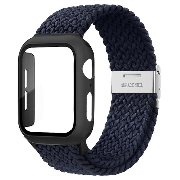 Flettet solo-løkke for Apple Watch-bånd 44 mm 40 mm 45 mm 41 mm 42 mm 38 mm Veske+stropp Nylon Elastisk armbånd Iwatch Serie 3 5 6 Se 7 8 45mm series 7 8 charcoal