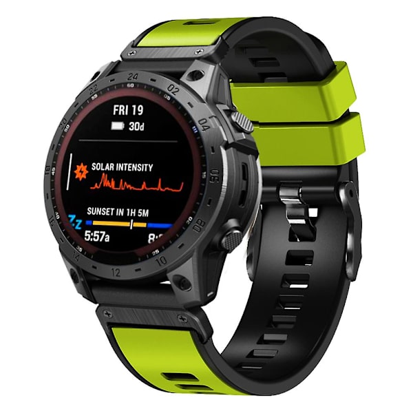 For Garmin Tactix 7 Pro/Tactix Delta udskiftningsarmbånd med hurtigudløser i to farver blød silikone sport urrem Lime    Black
