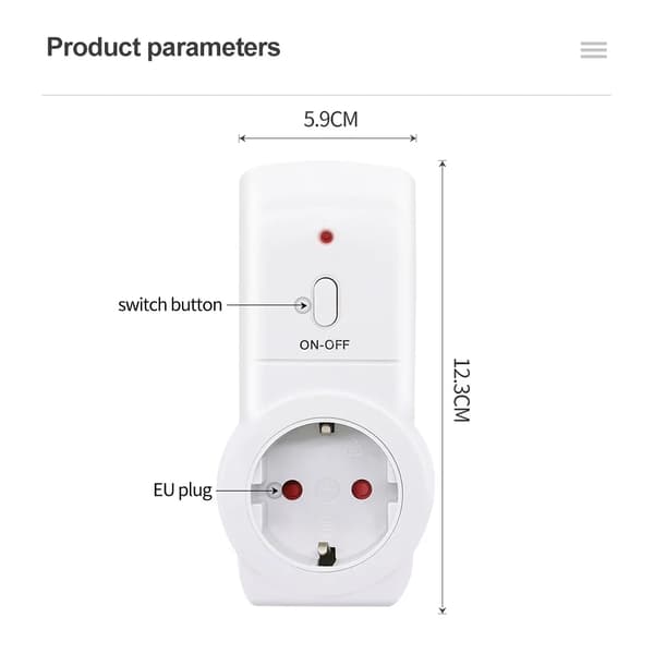 Trådlös fjärrkontroll Smart Timeruttag Strömbrytare 220V EU, 433Mhz Programmerbar (2 st)