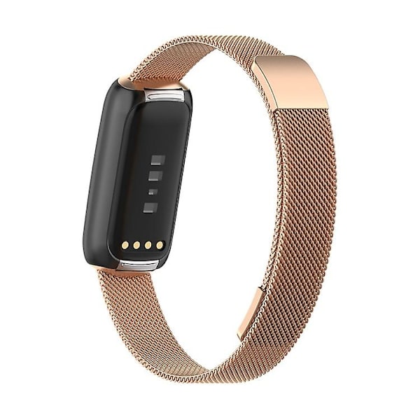 Ersättningsrem i rostfritt stål Magnetisk Milan Fashion Armband för Fitbit Luxe rose gold