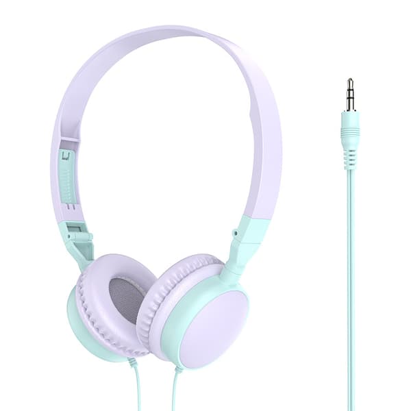 Kablede hovedtelefoner - , foldbare stereo, ingen mikrofon til 3,5 mm telefon/tablet (lilla)