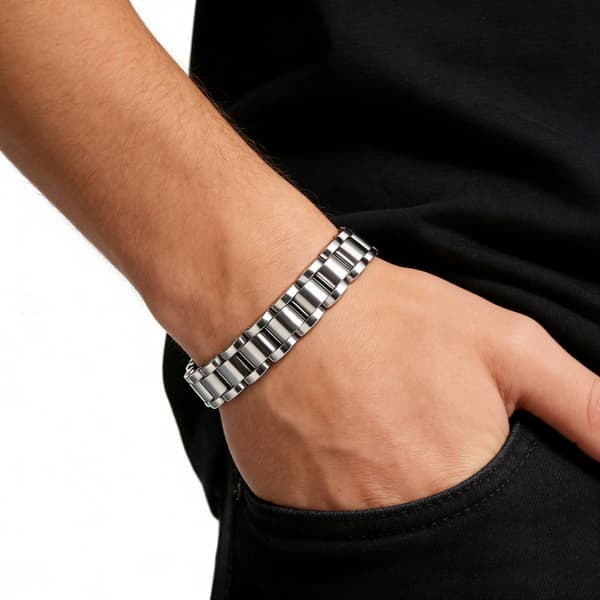 Armbånd til magnetisk sort hæmatit, urkæde-stil armbånd til justerbar pasform (sort)
