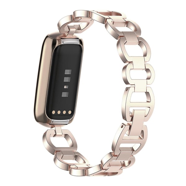 Watch Metal Wristand Armband Vattentätt Svetttätt band för Fitbit-Luxe Rose gold