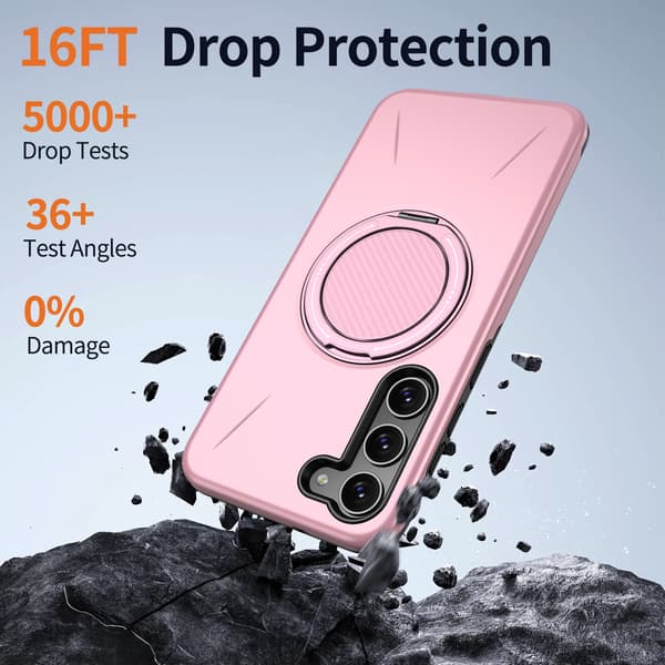 Etui til Samsung Galaxy S23, roterende støtteben TPU + PC (rosa)