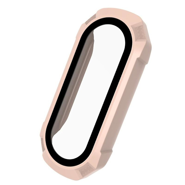 3D Film+Hård PC för Case för Mi Band 6 5 4 3 för Smart Watchband Helskärm Pink