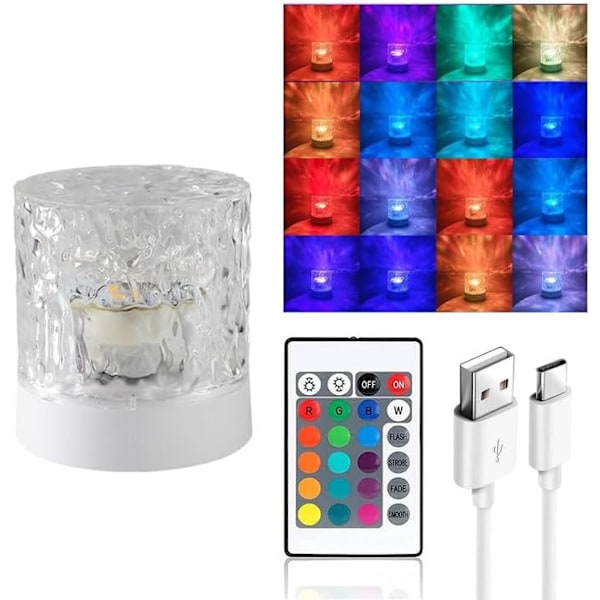 Led-kristallilamppu, Kristalliyöpöytälamppu, 16 Väriä Kosketusohjauksella, Usb-pöytälamppu Kaukosäätimellä