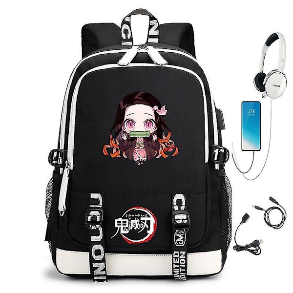 Demon Slayer USB-grensesnitt Student Ryggsekk Datamaskin Bag Style 10