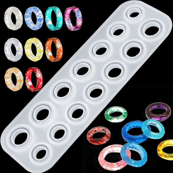 Premium harpiks ringform, silikone forme til epoxy harpiks, harpiks forme med 14 forskellige størrelser