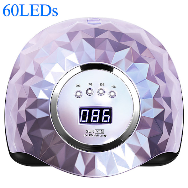 248W UV LED Neglelampe, med 60 LED-perler, hurtigere hærdende lampe LED negletørrer med 4 timere lilla