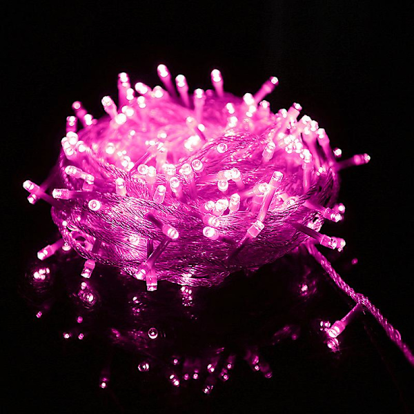 33 jalkaa 100 led-merkkivaloa, 8 moodia kirkkaat jouluvalot sisätiloihin, kytkettävät jouluvalot ulkokäyttöön vedenpitävät, vaaleanpunaiset