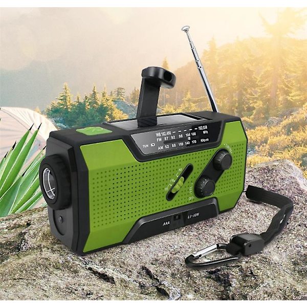 Vattentät Am/fm/noaa Handvev Radio för nödsituationer utomhus Solar Ficklampa Am / Fm / Wb Radio 2000mAh Red
