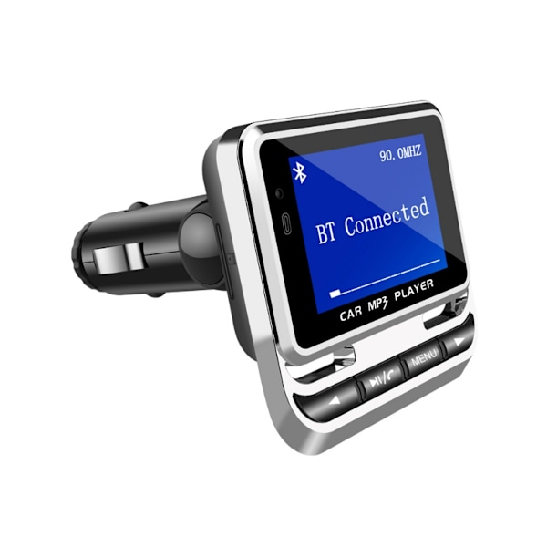 Trådløs Bluetooth FM-sender med 21-tasters fjernbetjening, USB-oplader og krystalklare opkald (Sort)