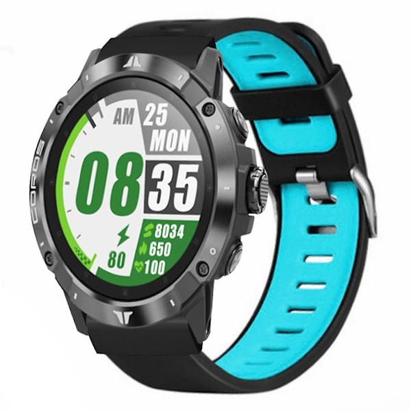 26mm Pc-stik Dual-farvet sportsur til Coros Vertix 2/ Garmin Fenix 7x/6x/5x Black Blue