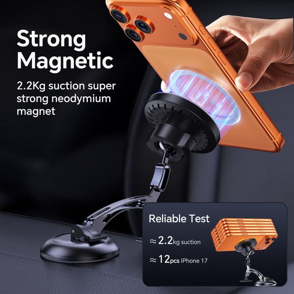 Magnetisk telefonholder til bil, 15W trådløs oplader med lys