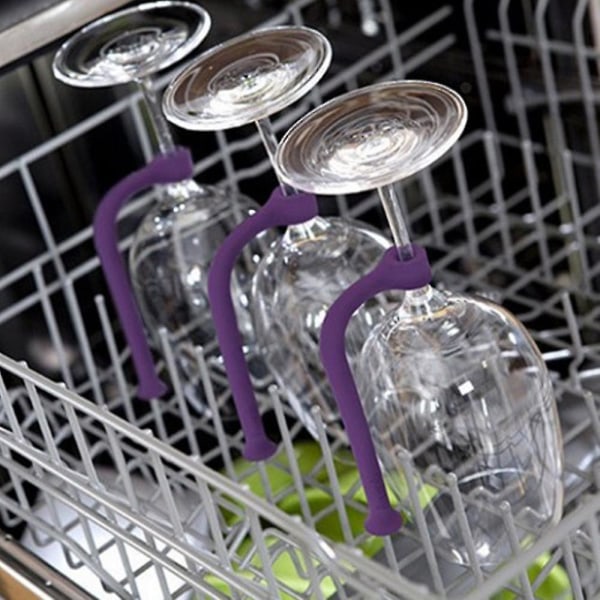 Silikondiskmaskintillbehör Silikon Stemware Saver Flexibel Stemwarehållare Diskmaskin Vinglasskydd 4pcs