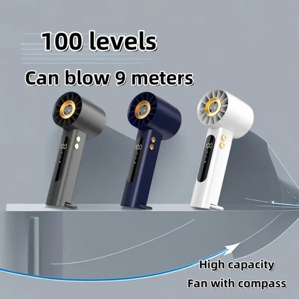 Blæser - 1800 Mah Kompakt turboblæser med digitalt display og kompas (hvid)