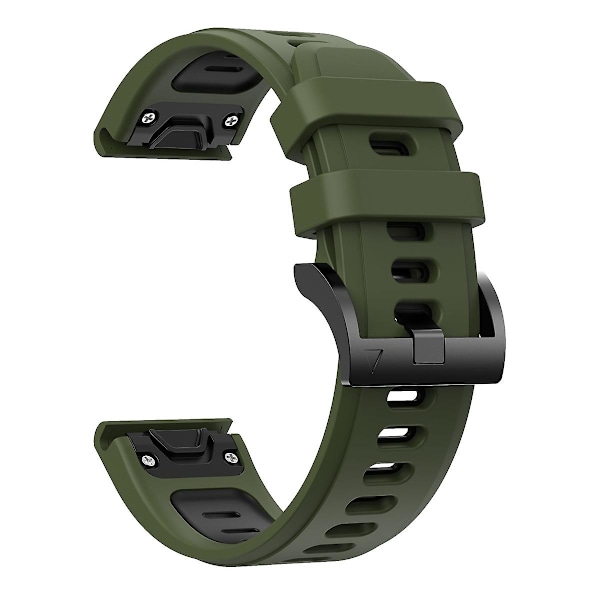 Kaksiväri silikoniranneke Garmin Fenix 6X -kelloon Army Green   Black