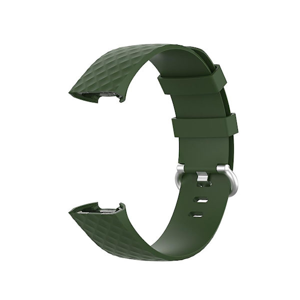 18mm Silverfärgat spänne TPU-armband för Fitbit Charge 4 / Charge 3 SE, storlek: L Olive Green