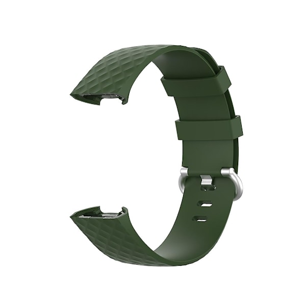 18mm sølvfarvet spænde TPU-rem til Fitbit Charge 4 / Charge 3 SE, størrelse: L Olive Green