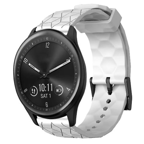 Til Garmin Vivomove Sport 20mm fodboldmønster ensfarvet silikone urbånd RGK White