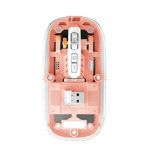 2.4G Transparent Bluetooth Gaming Mus, Tre Tilslutningstilstande, Justerbar Dpi (Pink)