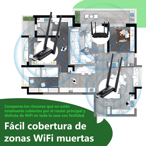Wi-Fi Förstärkare, Wi-Fi Repeater Extender Point 2.4Ghz 300Mbps (Svart)